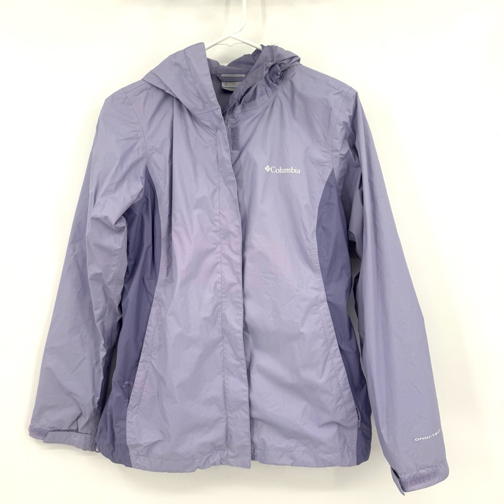 Columbia Omni-Tech Lavender Hooded Windbreaker Jacket with Sleeve Pocket